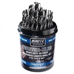 Champion 29 Piece XL28 Mechanics Length Drill Set Flats TWISTER-XL28